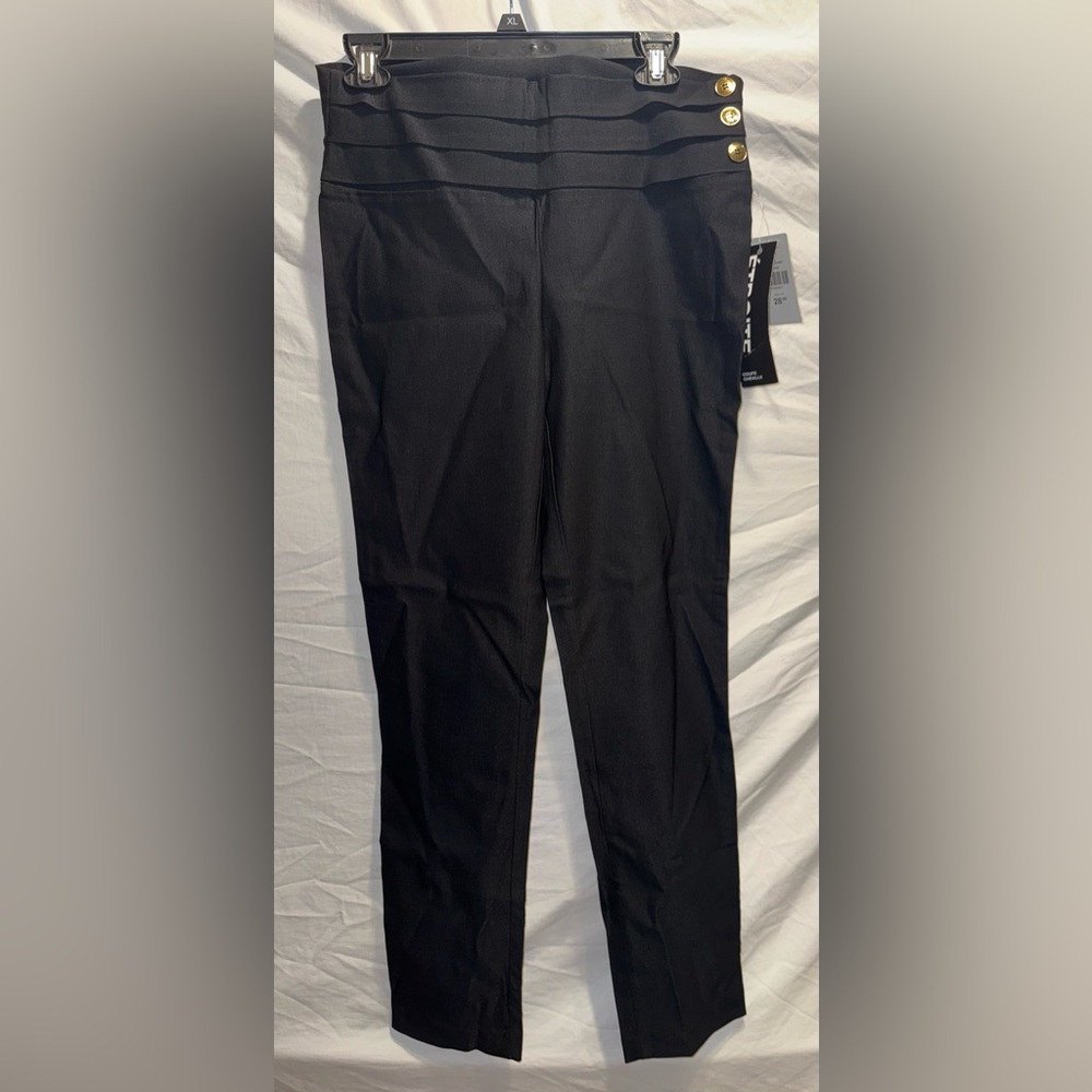 Suzy Shier Black Trousers with Gold Button Detail